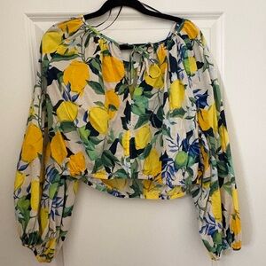 H&M Yellow and Green Floral Blouse